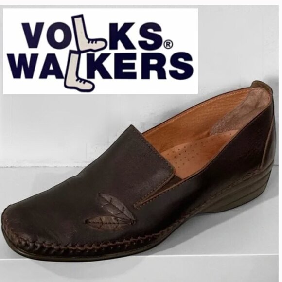 Volks Walkers Brown Leather Loafers Size 38 - Picture 1 of 16